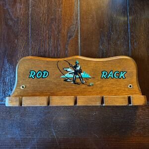 Vintage Cornwall Wood Products Solid Wood Rod Rack Fishing Rod Display